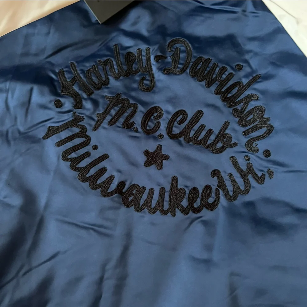 Harley Davidson Men's Club Crew Bomber Varsity Jacket Blue Size XXL - Picture 7 of 8